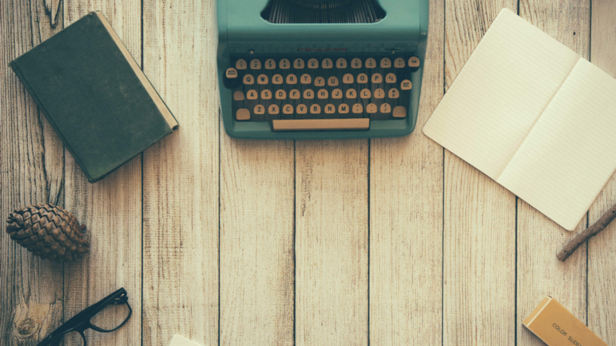 Desk with typewriter